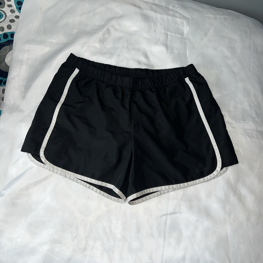 Adidas Women's Running Shorts Black White Stripes‎ Size Med